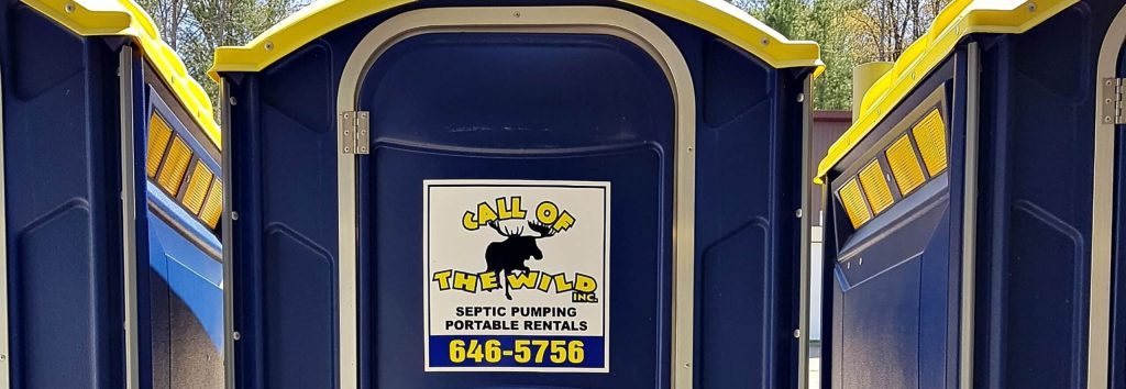 Portable toilet rentals with Call of the Wild logo