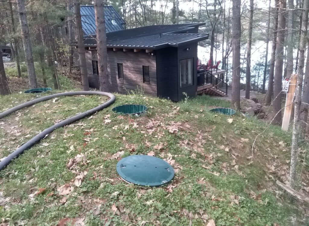 Eco-friendly cottage near forest and lake with modern design